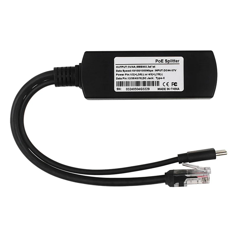 

【Купите сейчас】2-кратный разветвитель POE для Raspberry Pi5/5, интерфейс 5 В, 4 А, Type-C, гигабитный Ethernet, разветвитель питания через Ethernet