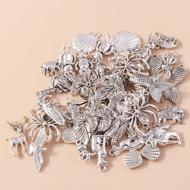 Leslie 10 Stück silberfarbene Metall-Tier-Anhänger, Legierung, Eule, Hund, Spinne, Elefant, Charms, DIY-Schmuckherstellung, Halsketten, Armband, Basteln – Detail 4