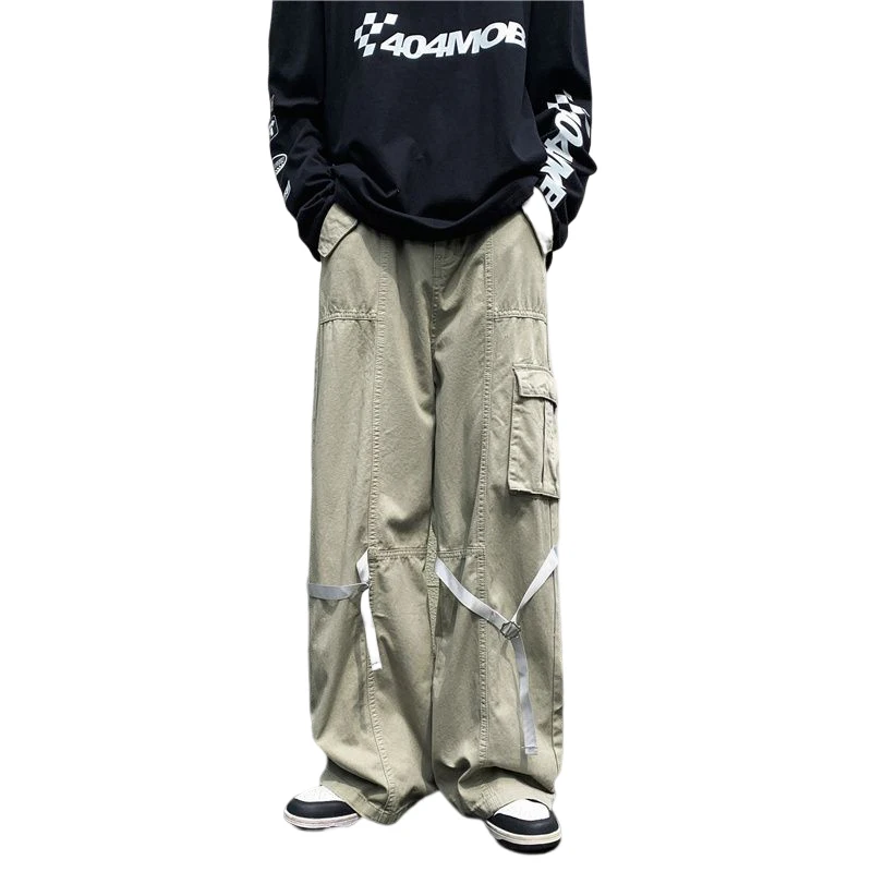 

2023 New Men's Workwear South Korea Fashion Jogging Pants Loose Pants Hip Hop Army Green Casual Pants Men's Multi Pockets