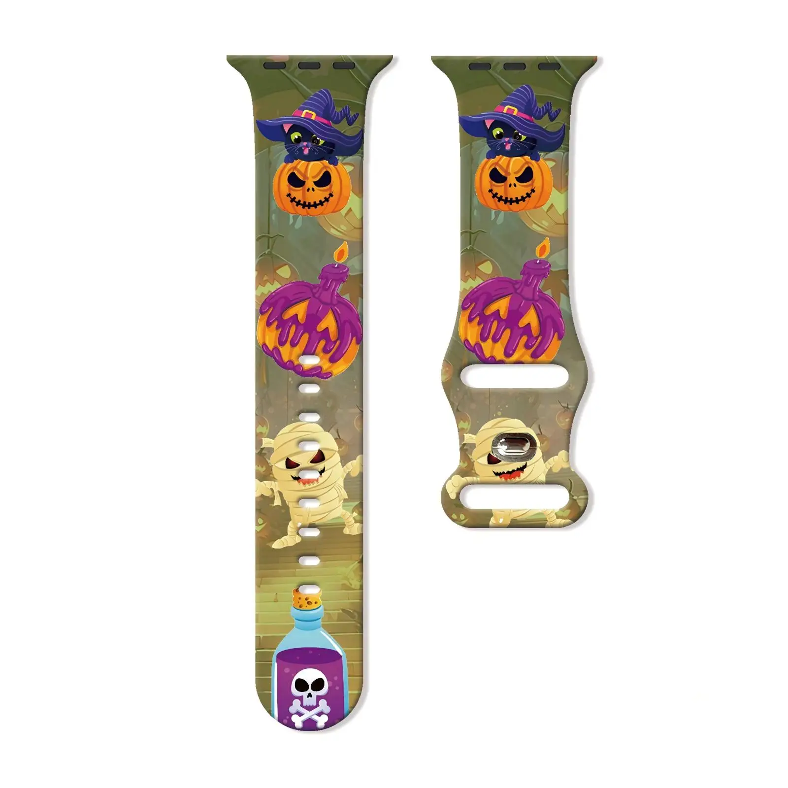 

Evil Halloween Printed Strap for Apple Watch Series 10 9 8 7 Silicone Band Replacement Bracelet for iWatch 45mm 44mm 42mm 41mm
