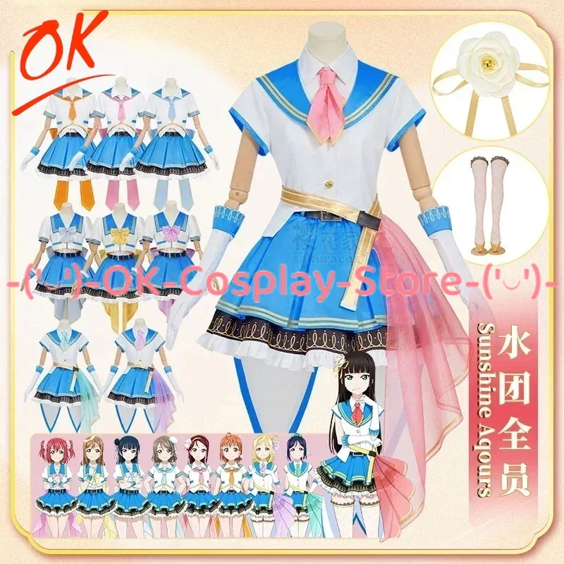 OK Lovelive Sunshine Aqours Cosplay Costume Anime Roleplay Outfits Halloween Carnival Party Uniforms Cute Dancing Dress Suits