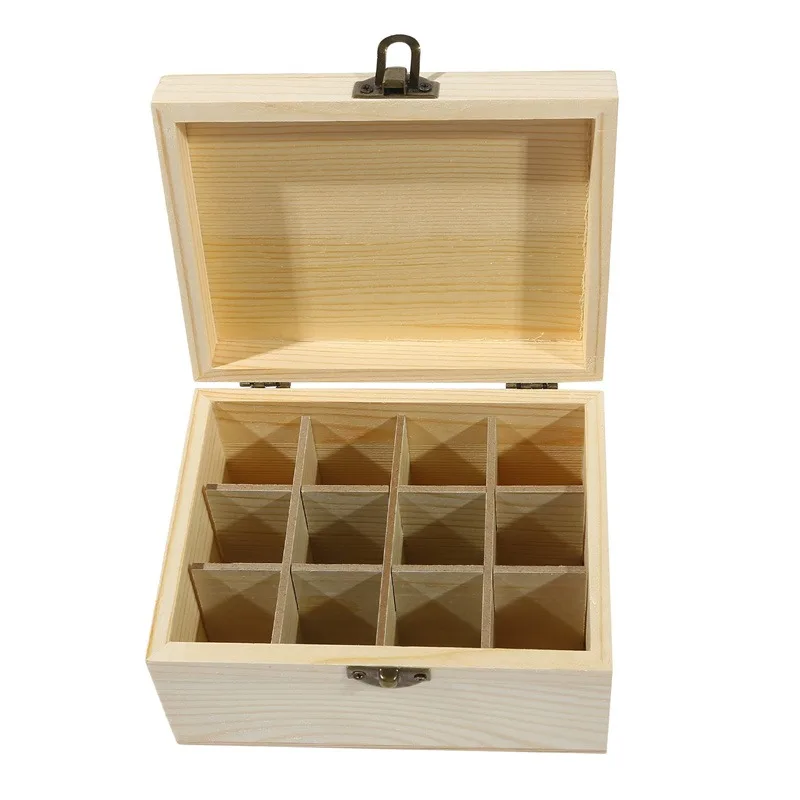 Essential Oil Wooden Storage Box 12/25 Slots Carry Organizer Essential Oil Bottles Aromatherapy Container Storage Box Case