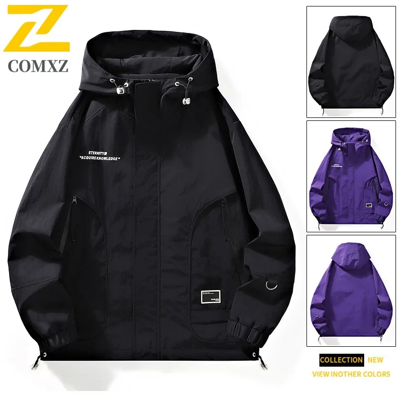 COMXZ Biker Jacket Windproof Waterproof Lightweight Outdoor Fishing Hiking Coat Climbing Comfortable High Quality Mens Outerwear #5