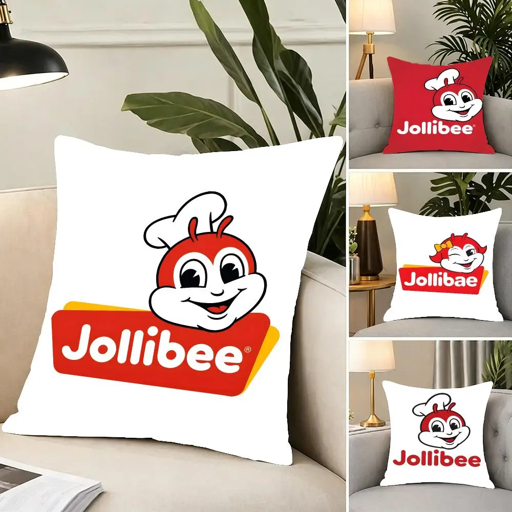 Brand Food Jollibee Cushion Cover Portable floor cushion for travel Yoga Minimalist text 2way tricot