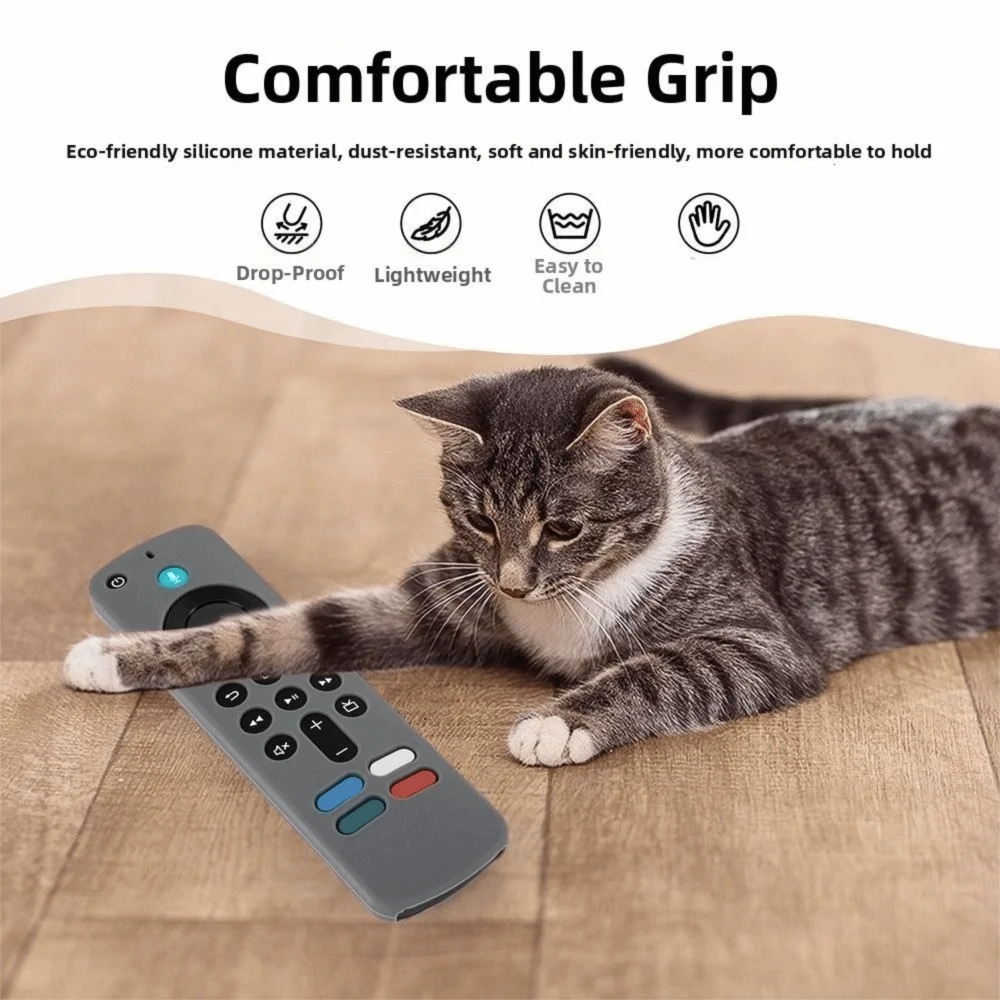 Silicone Protective Case with Lanyard Protector Soft Shell Shockproof Remote Control Sleeve for Amazon 2025 Fire TV Stick 4K/HD