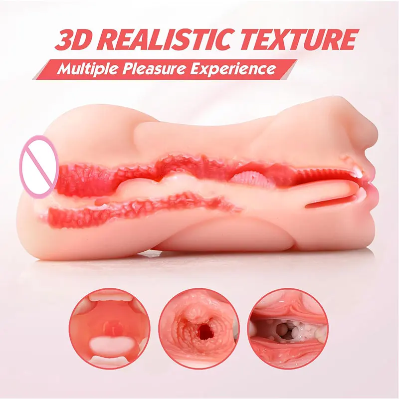 3 in 1 Pocket Pussy 3D Textured Male Sex Toy with Sexy Mouth Realistic Vagina and Tight Anus Sex Doll Stroker Adult Toys for Men