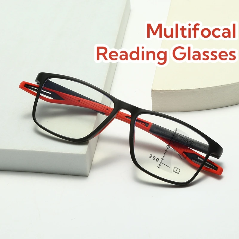 

Soft Multifocal Progressive Reading Glasses Men Women's Large Frame Multifocal Eyeglasses Anti Blue Light Elderly Eyewears