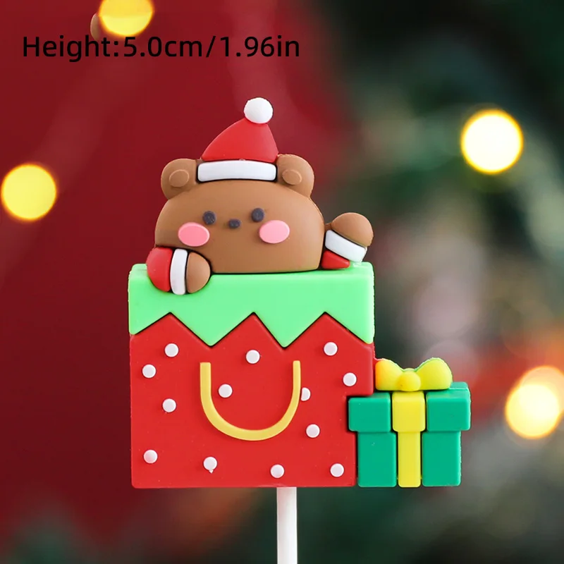 Neue Cupcake-Dekoration für Weihnachtskuchen, weicher Gummi-Weihnachtsbaum, Weihnachtsmann, Schneemann für Neujahr 2025, Weihnachts-Kuchenaufsatz – Detail 32