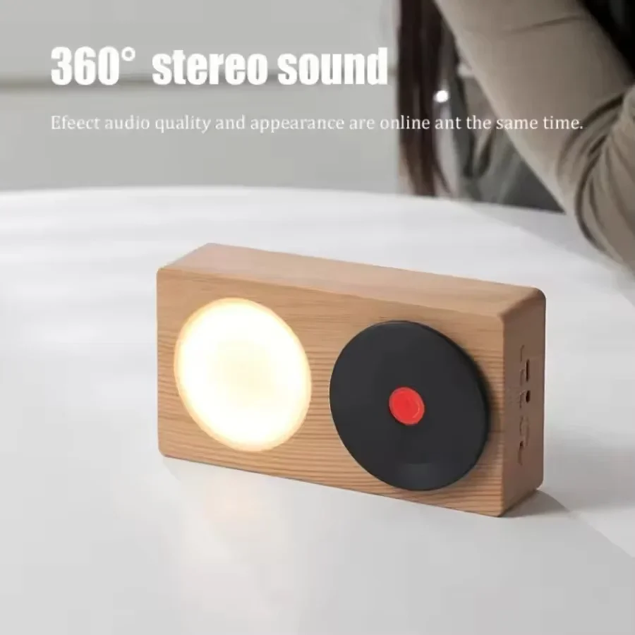 With Ambient Night Light Portable Desktop Bluetooth Speaker LED Long-lasting 360 Degree Stereo Audio Record Player Caixa De Som