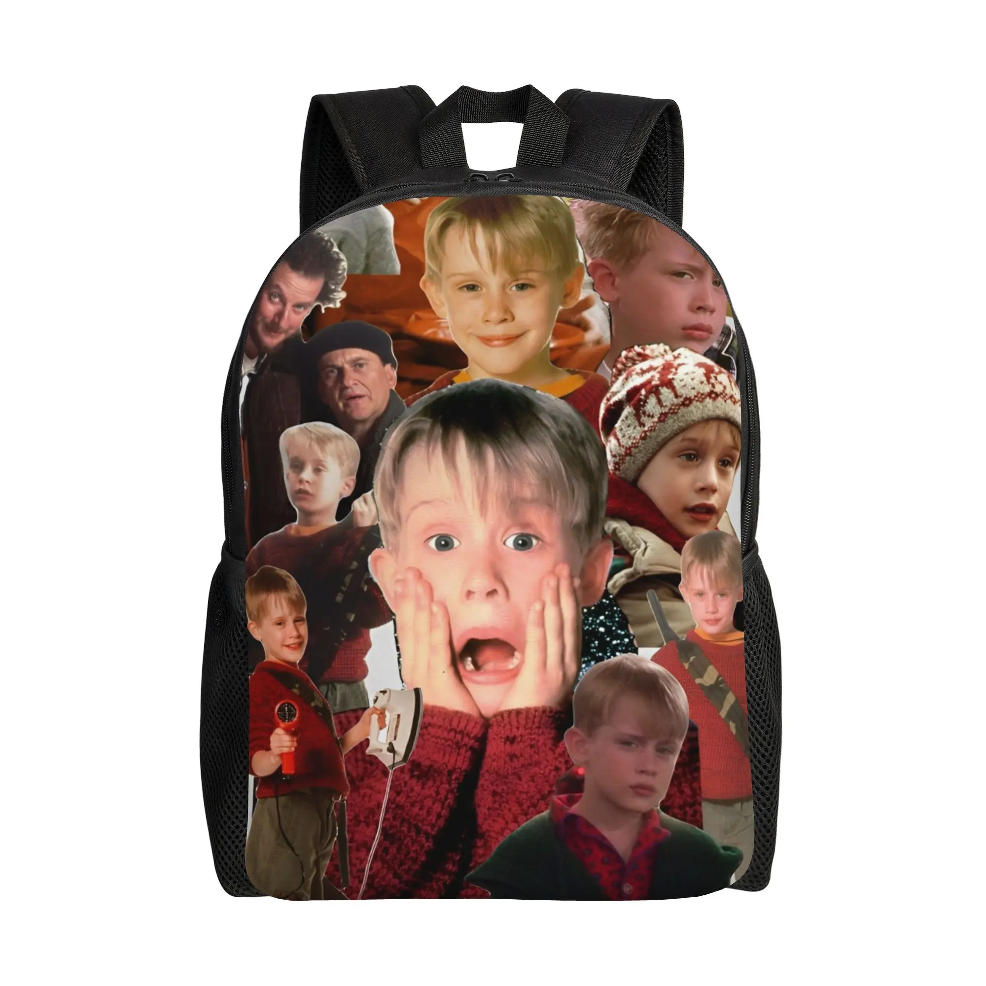 

Рюкзак-коллаж «Один дома» с Маколей Калкином для мужчин, женщин, подростков, студентов, деловой городской рюкзак, сумка для ноутбука с Кевином из комедии, прочная сумка через плечо