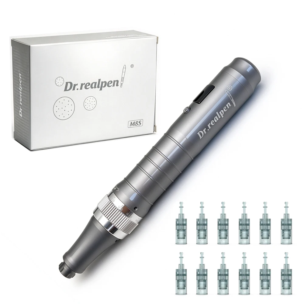 stylo-de-microneedling-sans-fil-ultima-dr-realpen-m8-6-avec-12-cartouches-d'aiguilles-dermapen-025-mm