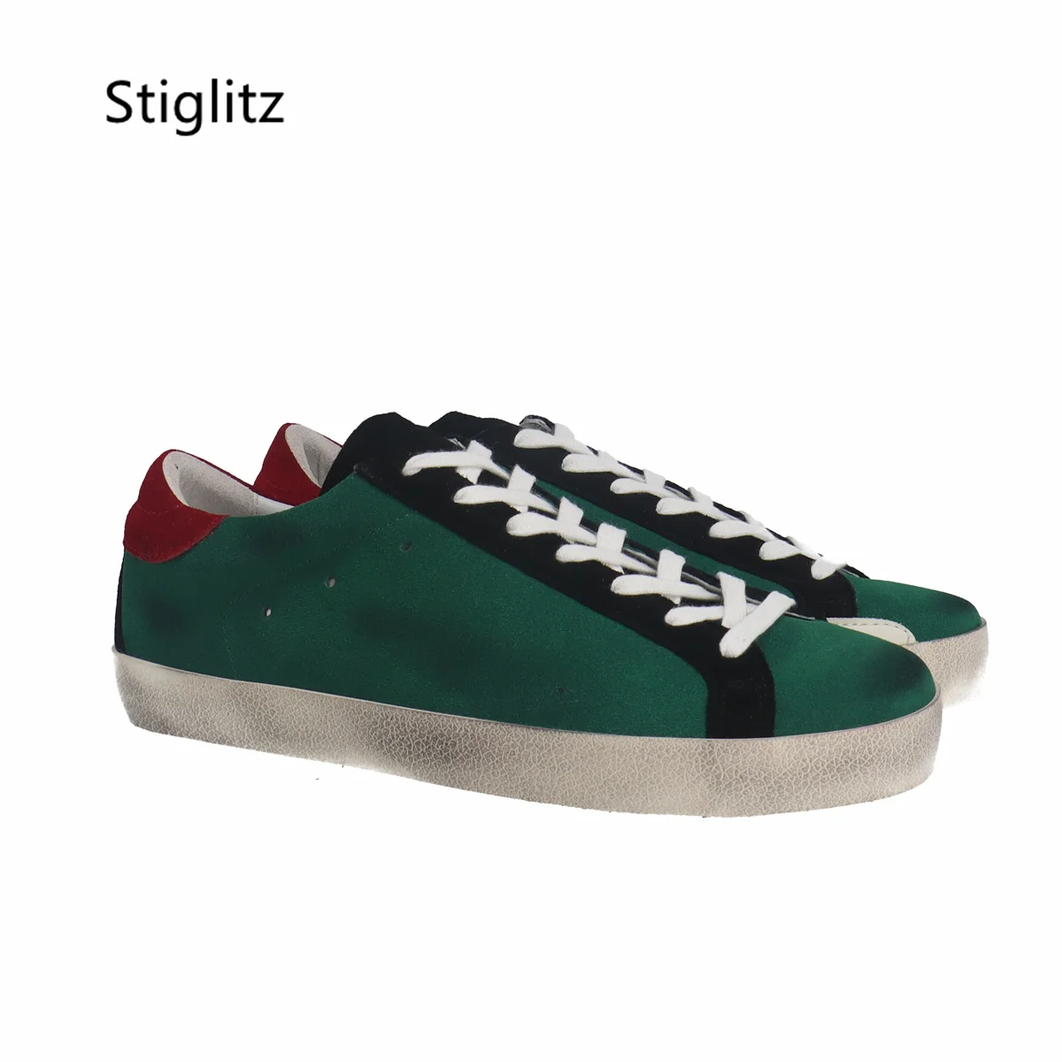 

Green Casual Lace Up Sports Shoes Retro Unisex Made Old Small Dirty Shoes Sneakers Breathtable Men's Shoes Vulcanized Shoes