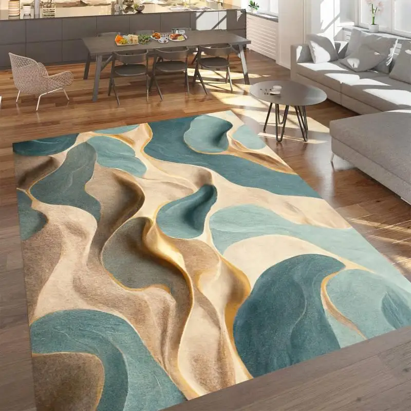 

Modern Abstract Carpet for Living Room Sofa Independent Paaging Living Room Floor Mat Polyester Square Printed Cusizable