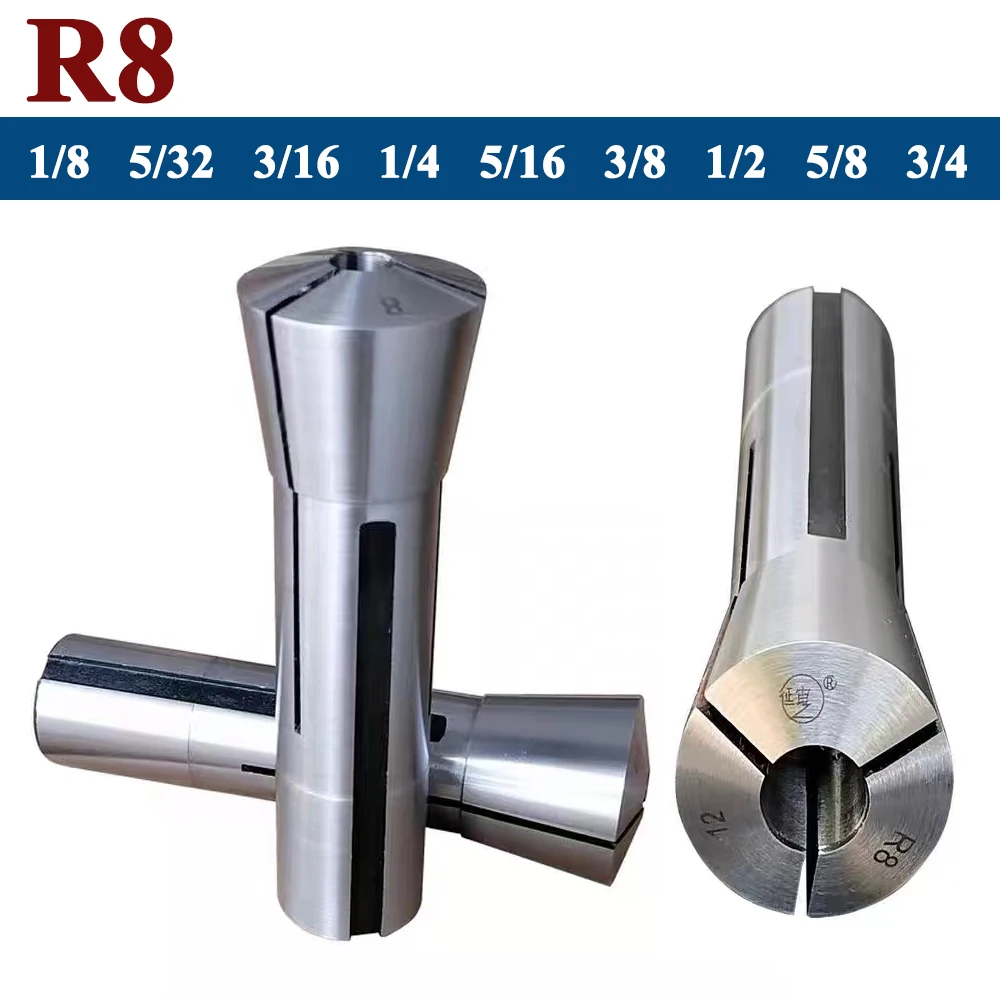 R8 1/4 1/8 3/16 5/16 3/8 1/2 5/8 Spring Collets Set High Precision Metric M12 thread inche 7/16 Clamping Tools