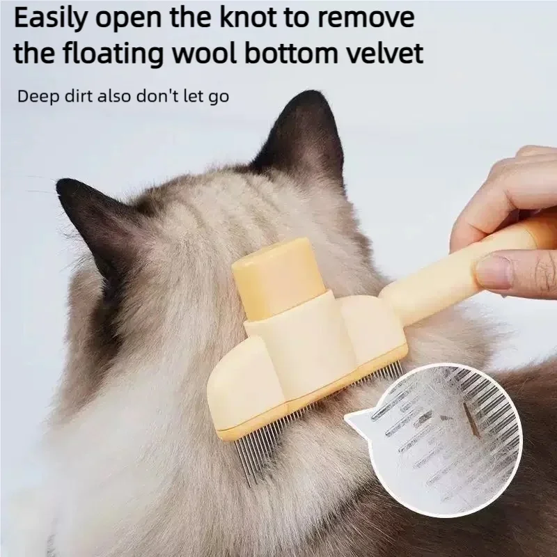 Dual-Purpose Pet Comb for Cats, Floating Hair Remover Brush with Needle Design, Grooming Tool for Long & Short Fur view 4
