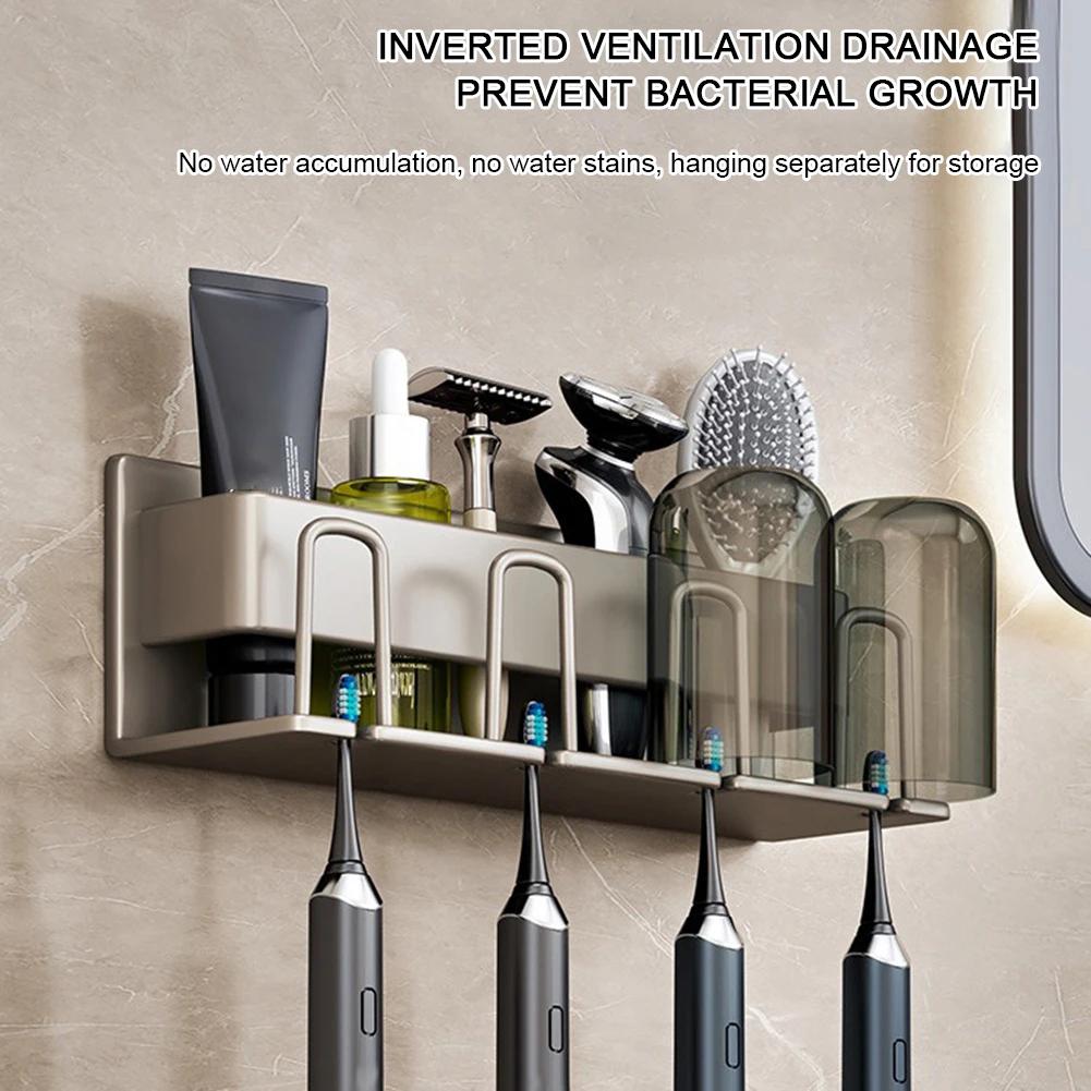 No-Punch Household Mouthwash Cup Holder Wear-Resistant Rust-Free Bathroom Washroom Organizing Rack For Toothbrush Storage Rack