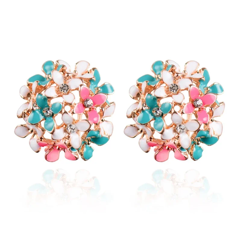 2022 Fashion Cute Alloy Stud Earrings for Women Boucle Crystal Flower Pendientes Mujer Jewelry Aretes De Mujer сережки