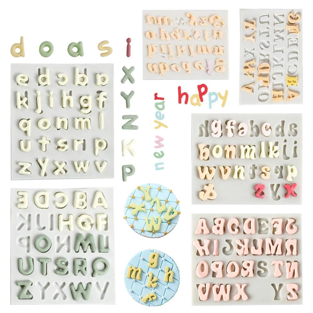 Multi Pattern A-Z,a-z Alphabet Silicone Fondant Mold Uppercase Letters, Lowercase Letters Shape Mold DIY Sugarcraft,Polymer Clay