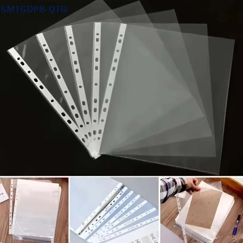 100pcs Clear A4 Plastic File Folders - 11-Hole 3-Ring Binder Compatible, Durable PP Document Sleeves For Office, School, Home