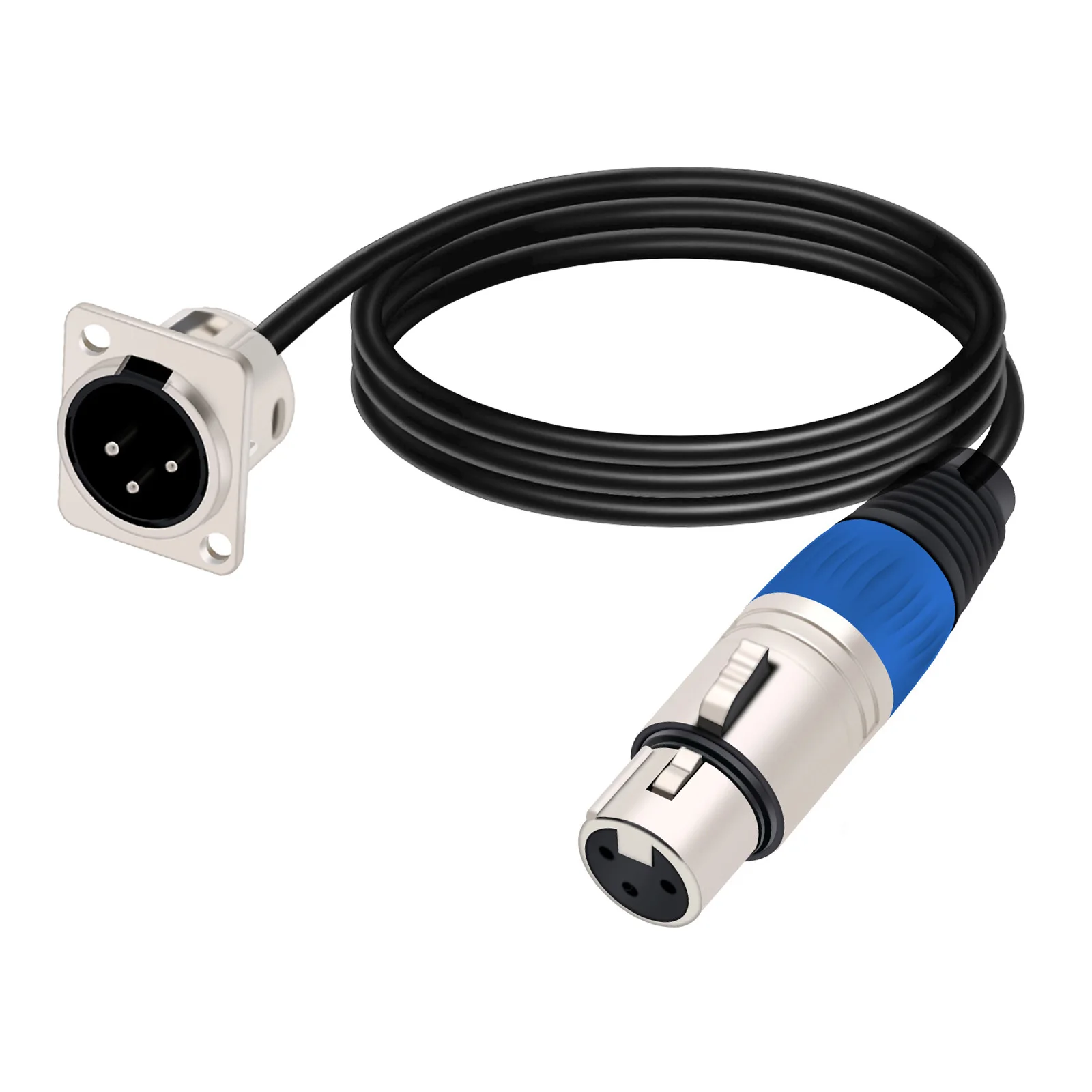 D Type 3Pins Male/Female XLR Panel Mount to Male/Female Connector Pass Through Audio Extension Cable for Stage Lighting Mixer