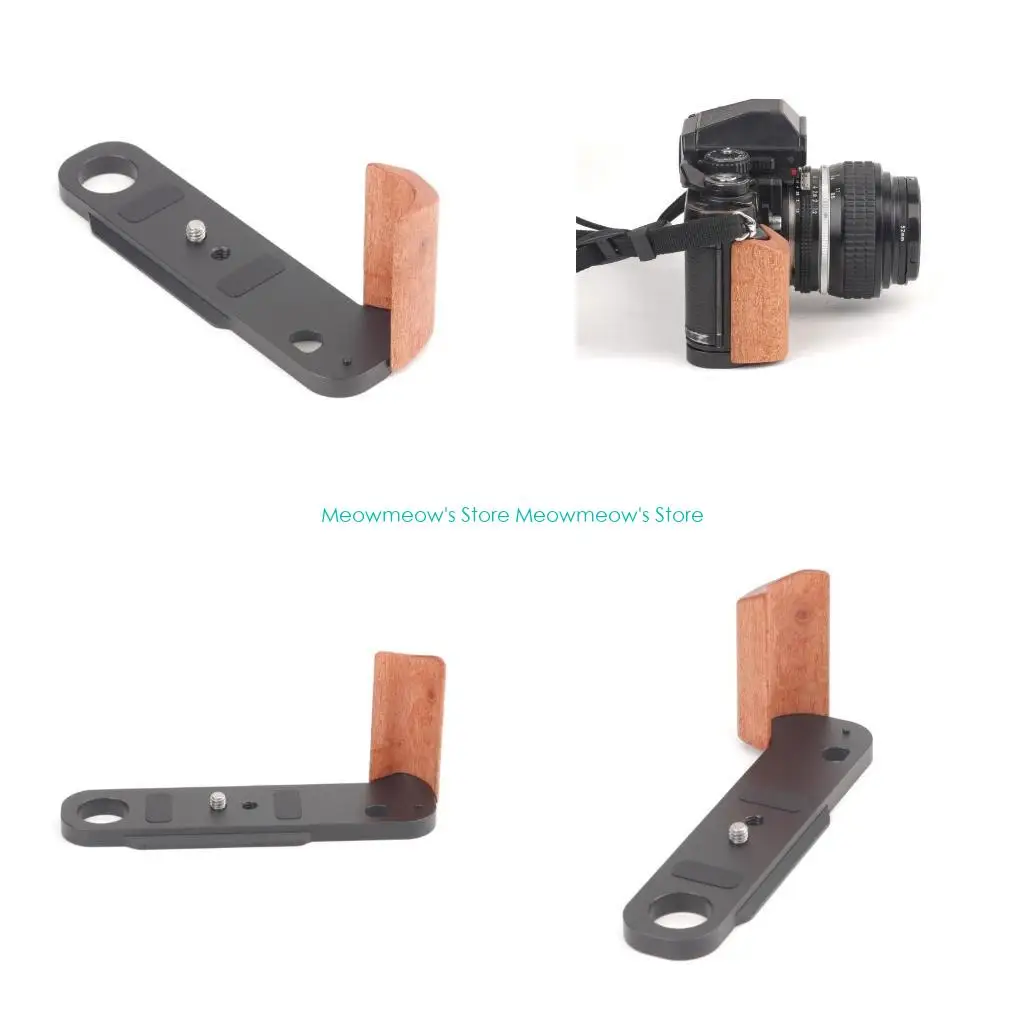 W91AハンドグリップL形状グリップクイックリリースプレートホットシューズカバーウッドグリップ三脚