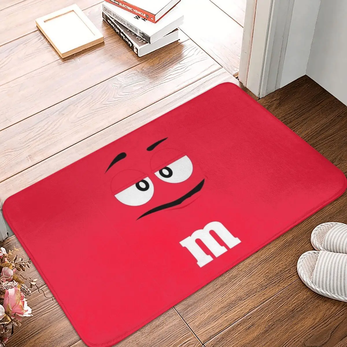 Red M&M Doormat Rugs Carpet Mats Footpad Polyester Anti-slip Durable Front Room Corridor Kitchen Bedroom Balcony Toilet