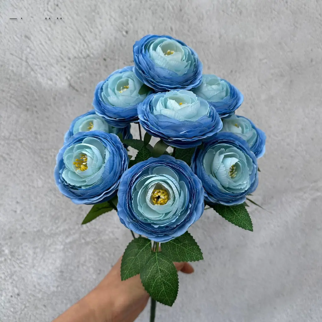 9-Köpfiger Strauß Künstliche Eustoma-Blumen, Exquisite Blumendekoration für Heimdekoration, Hochzeitsarrangements, Party-Hintergrund – Detail 10