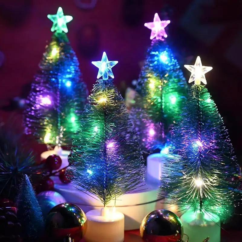 Artificial Christmas Tree 3Pieces Artificial LED Christmas Tree Tabletop Ornaments Pre-Lit Warm Home Decor Christmas Supplies