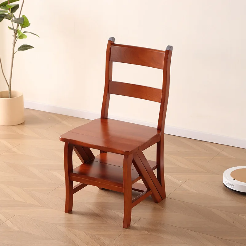 Household solid wood multi functional dining chair folding