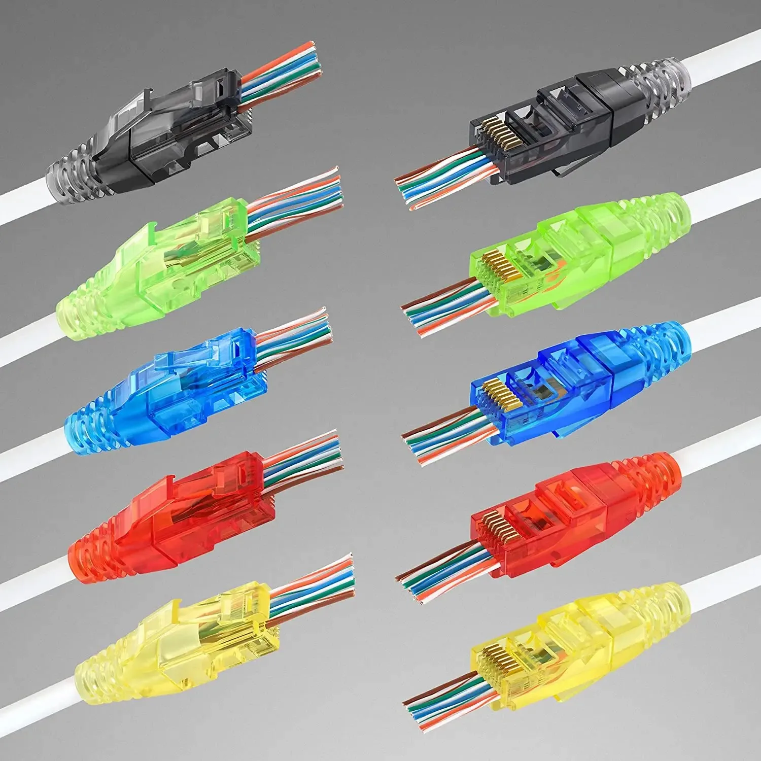 WoeoW kolorowe RJ45 CAT6 złącze reliefowe do standardowego złącza przewód LAN kabel Ethernet CAT6 osłona buta