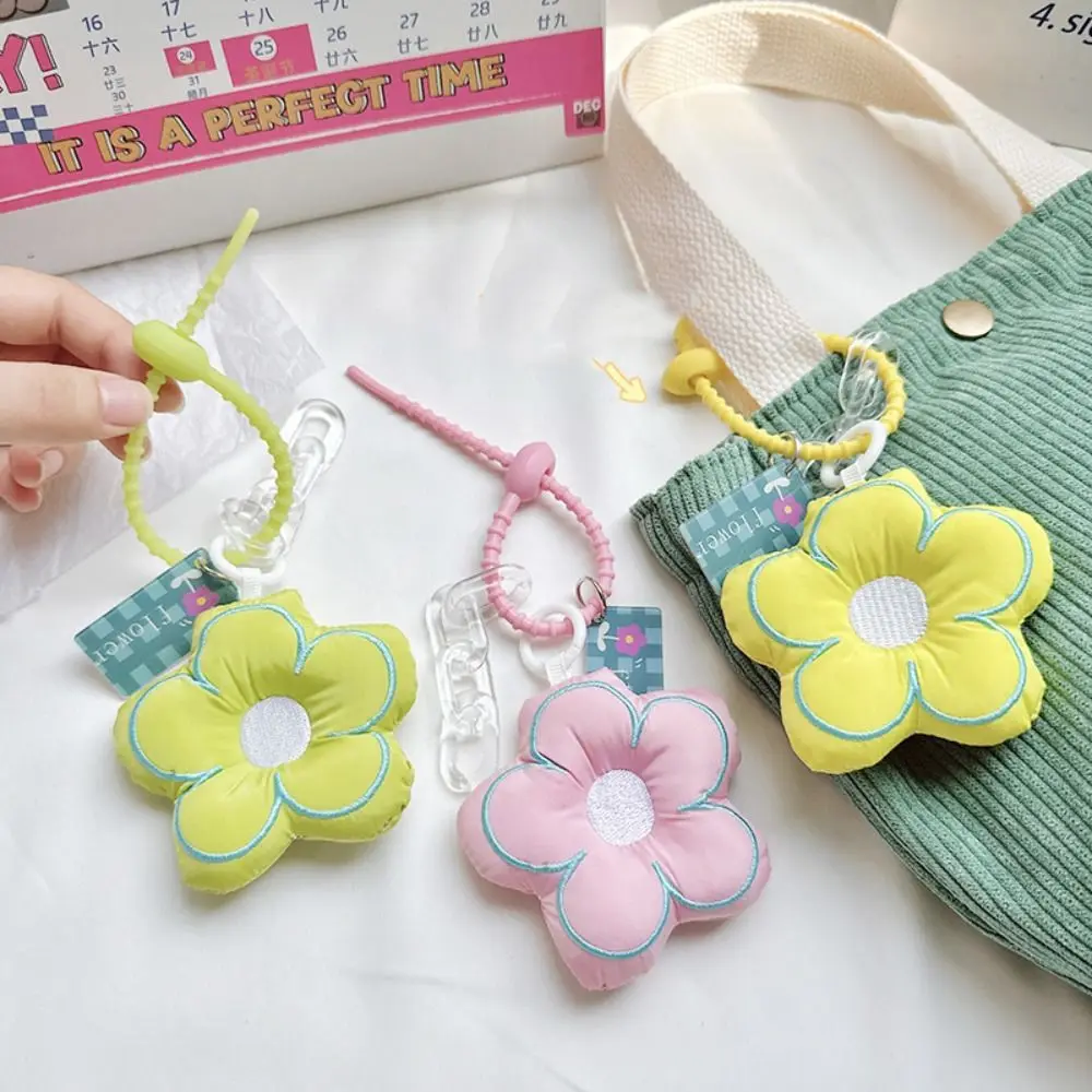 Fabric Flower Fabric Flower Keychain Key Chain Lanyard Stuffed Sunflower Pendant Soft Jewelry Fabric Flower Bag Pendant Girl