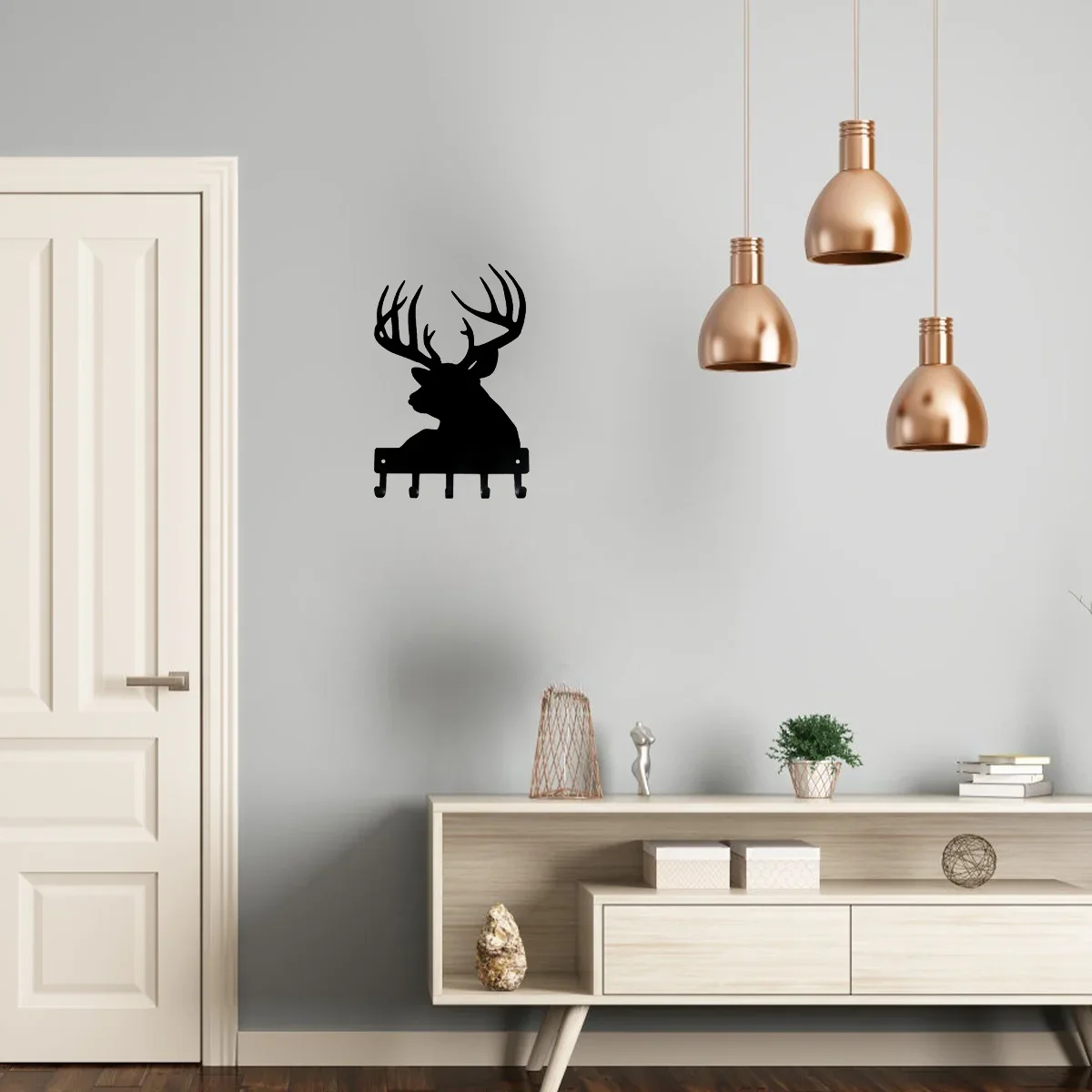 

Adorable Buck Head Deer Key Rack Hanger – Cute 6 inch/9 inch Wide Metal Wall Decor. Wall-Mounted Hooks for Key and Coat Storage