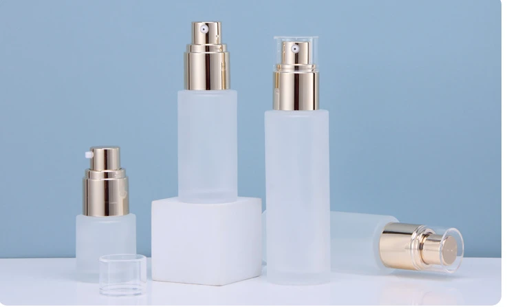 Empty 20ml 30ml 40ml 60ml 80ml 100ml 120ml PP Pump Luxury Frosted Clear Glass Cream Lotion Cosmetic Bottles