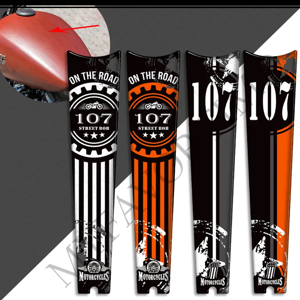 Motorcycle For Harley Davidson Street Bob FXBB 107 M8 Tank Knee Pad Decals Protector Side Grips Gas Fuel Oil Kit Stickers