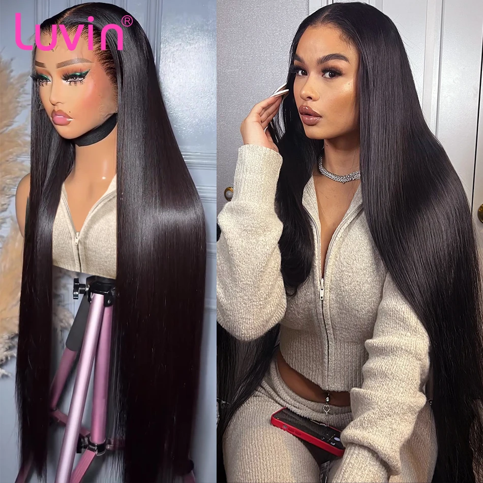 Luvin 30  Inch HD Tranapsrent Bone Straight 13x6 Lace Front Human Hair Wigs 250%  Brazilian Remy 13x4 Lace Frontal Wig For Women