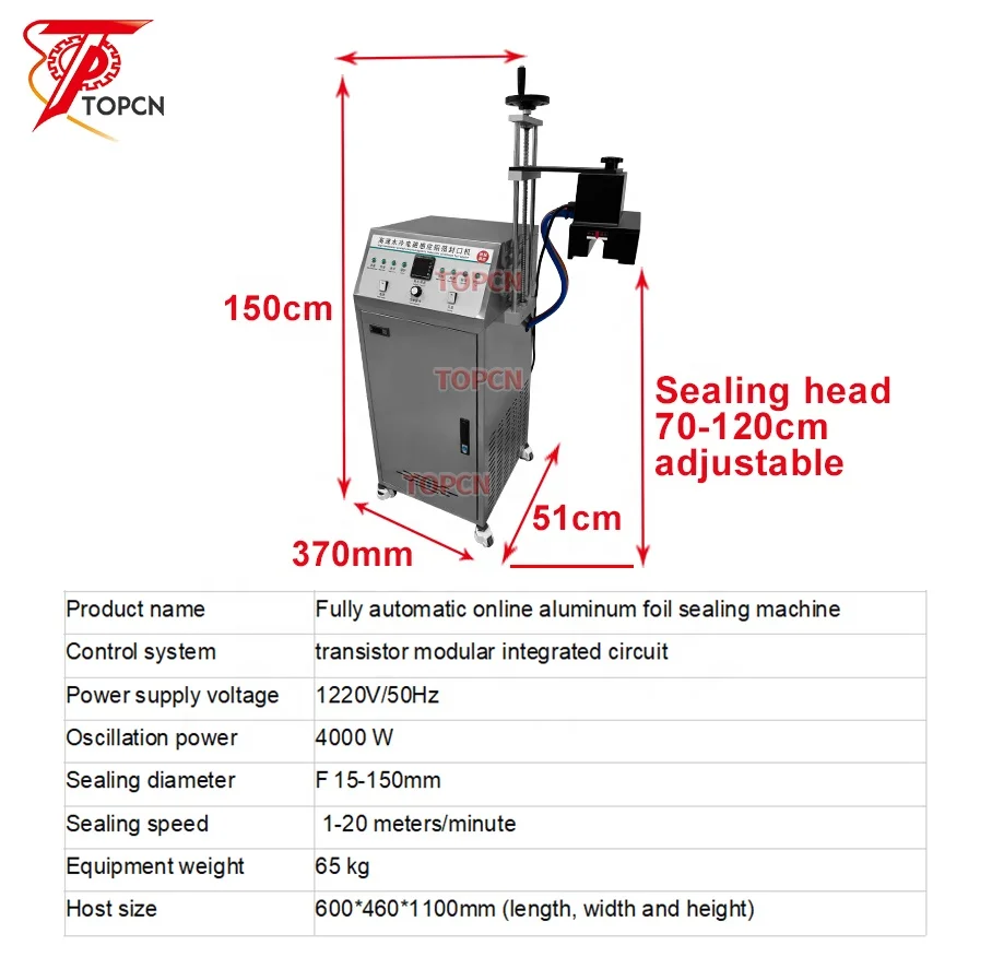 Automatic Food Plastic Glass Can Bottle Cap Aluminum Foil Induction Sealer Continuous Induction Sealing Machine