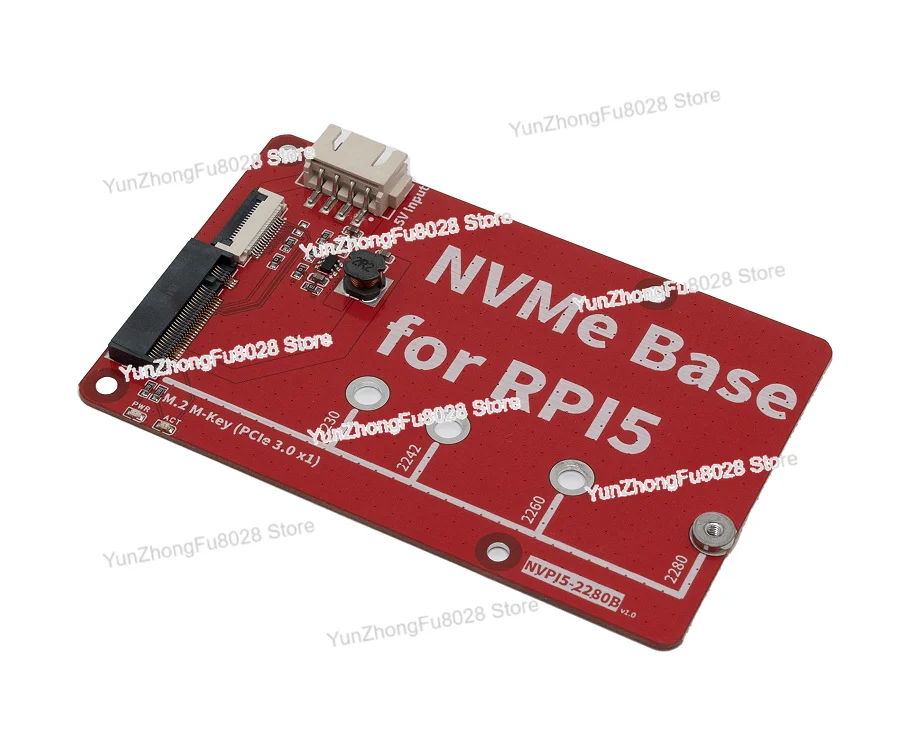 NVPI5-2280B NVMe Development Board SSD HAT PCB M.2 M-Key 2230, 2242, 2260, 2280 PCIe Gen3 for Raspberry Pi 5