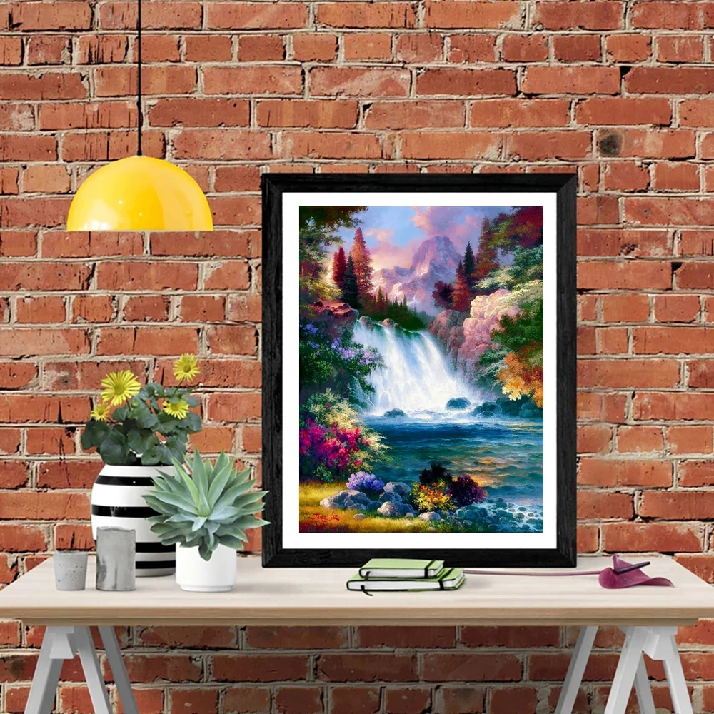 LZAIQIZG 5D DIY Diamond Painting Grand Sight Waterfall Diamond Embroidery Landscape Cross Stitch Handicraft Decoration For Home