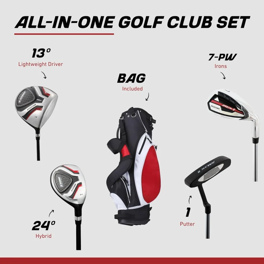 Complete Teen Golf Club Set for Ages 13–16 – Includes Titanium Driver, Stainless Steel Hybrid, 7–PW Irons, Putter