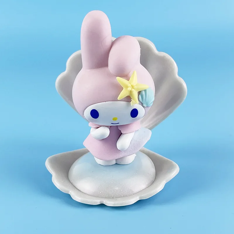 Sanrio Blind Box Kawaii Kuromi Cinnamoroll My Melody Figures Dolls Ocean Holiday Series Toy para Fans Gift