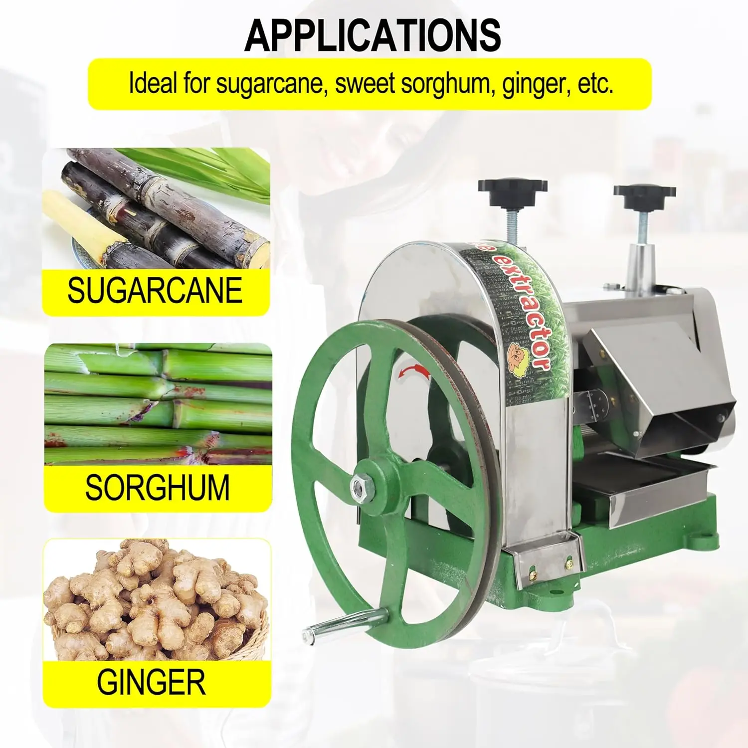Manual Sugar Cane Juicer Commercial Sugarcane Press Extractor Crusher Squeezer Stainless Steel Sugar Cane Press with Peeling Kni