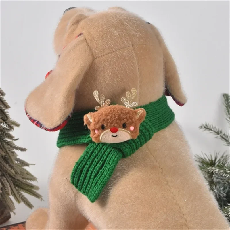 Pets Christmas Scarf Hat Warm Knitted Costume  Cat and Dog Cartoon Elk Snowman Knitted Comfortable Scarf Pet Dress Up Supplies