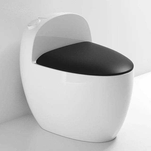 

China high quality piss wc flush toilette porcelain black color bathroom one piece types wc toilet short tank