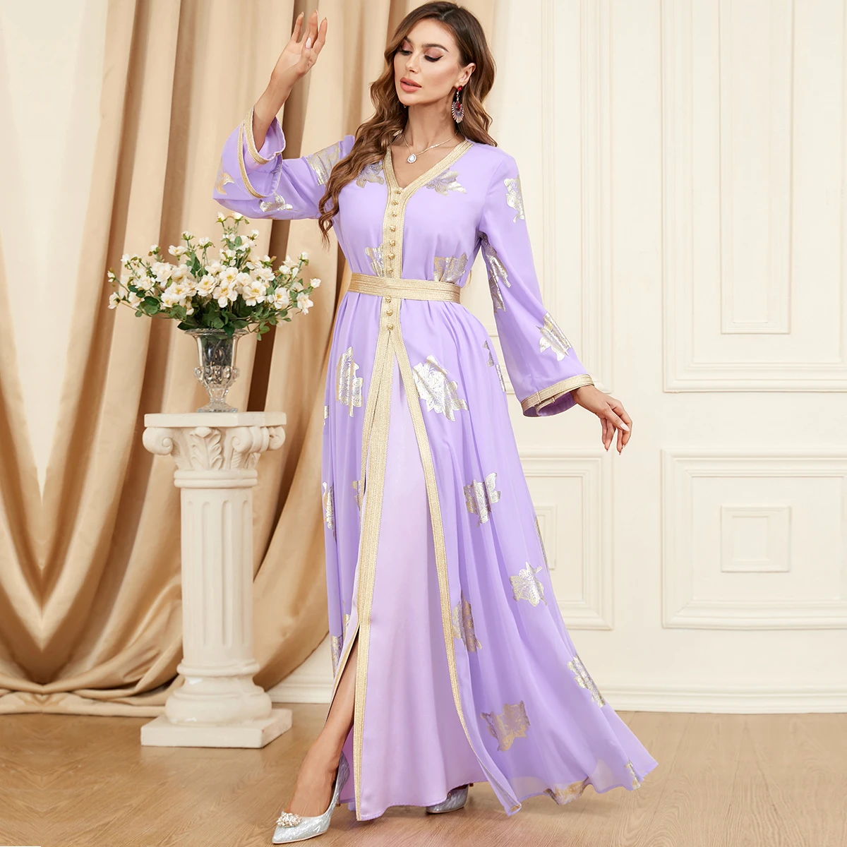 Muslim Dress2024 New Chiffon Gilt Two-piece Set Elegant Fashio