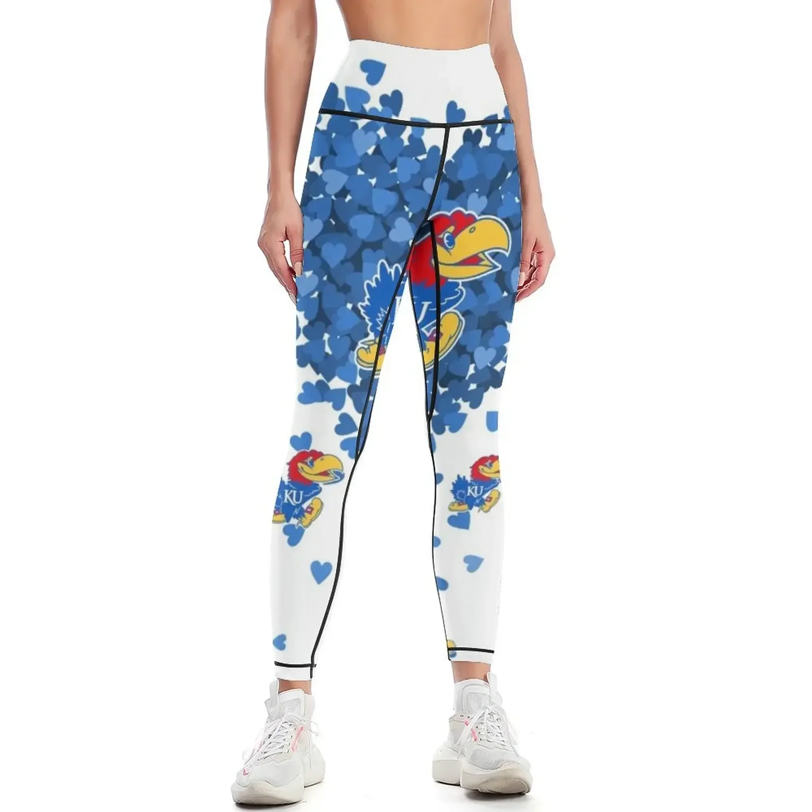 

Love Kansas Jayhawk Ku Hearts Leggings Women's tights sporty woman gym legging pants raises butt Womens Leggings