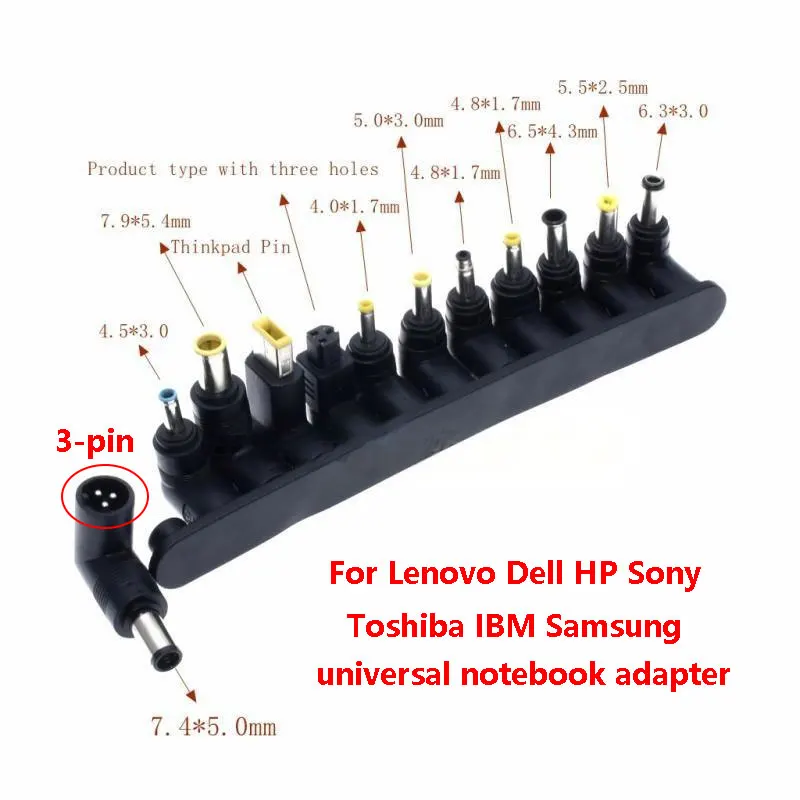1Pc M1-M25 3Pin Uniwersalny zasilacz prądu stałego Złącze ładowarki Końcówki prądu stałego Wtyczki do laptopa Lenovo Dell HP Złącze adaptera