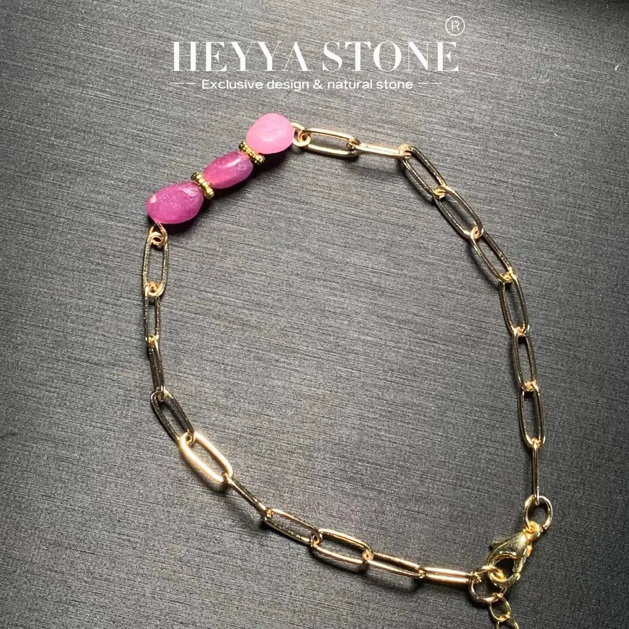 HEYYA STONE VAINTAGE Natural Ruby Bracelet Energy Healing Fine Jewelry Stone Gemstone Classic Style Cure Yoga Relief 14K GOLD