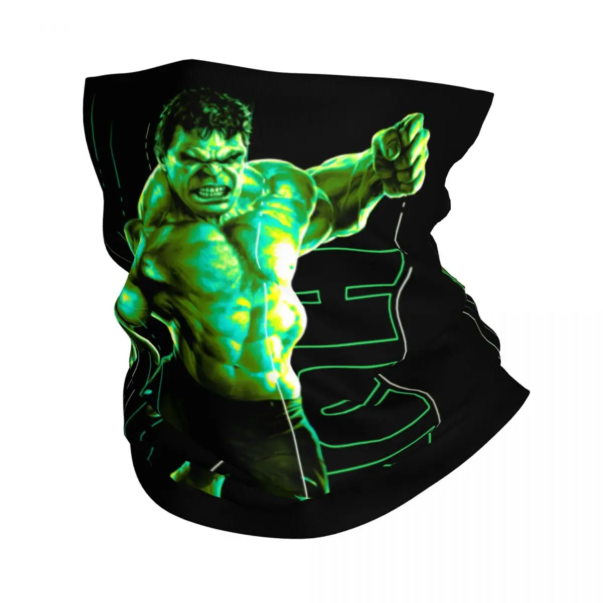 Custom Hulk The Incredible Glow Neck Gaiter Men Women UV Protection Winter Bandana Scarf for Hiking