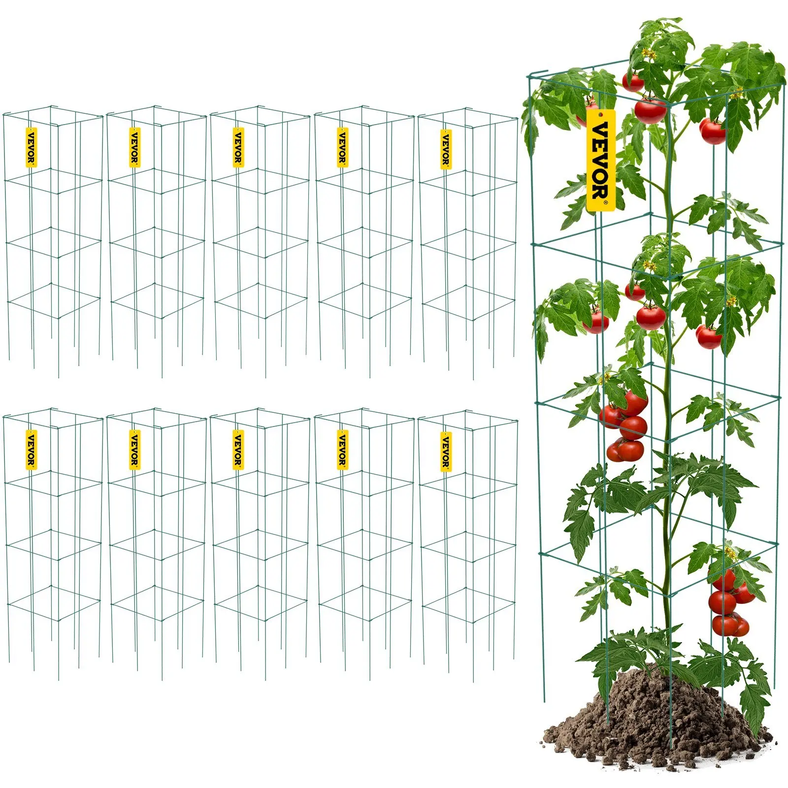 Plants, Flowers, Fruits Green PVC-Coated Steel Tomato Towers for Climbing Vegetables, Tomato Cages,