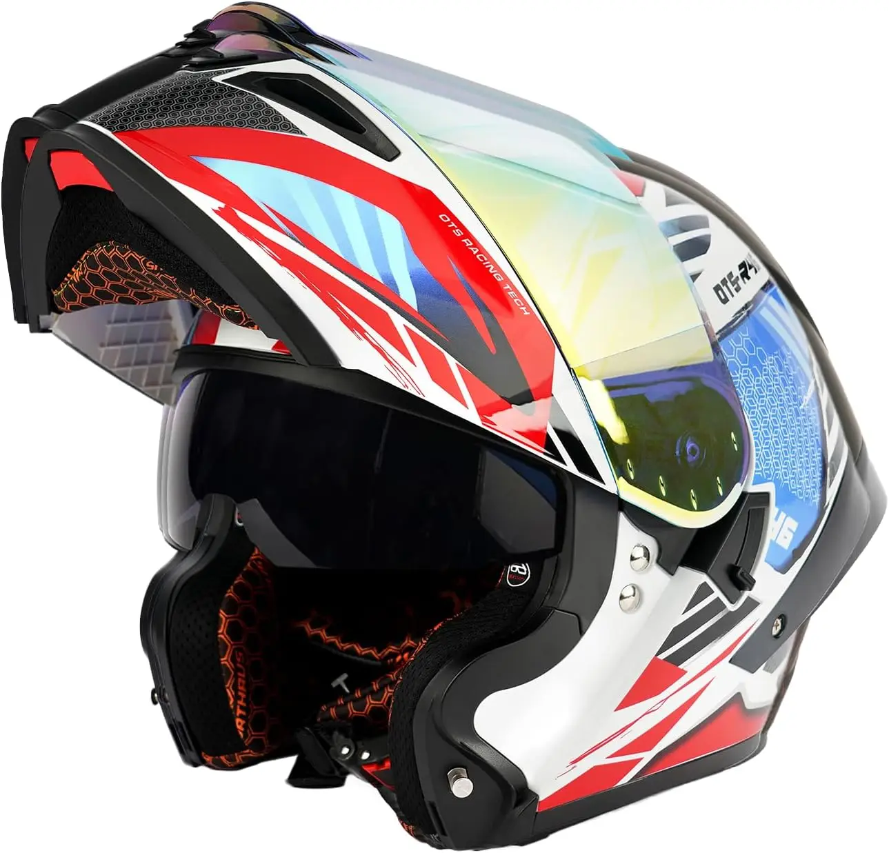 

Modular LED Full Face Motorcycle Helmet-DOT Approved Flip-Up Dual Visor Sun Shield Bluetooth Ready for Adults Men Women-Street B